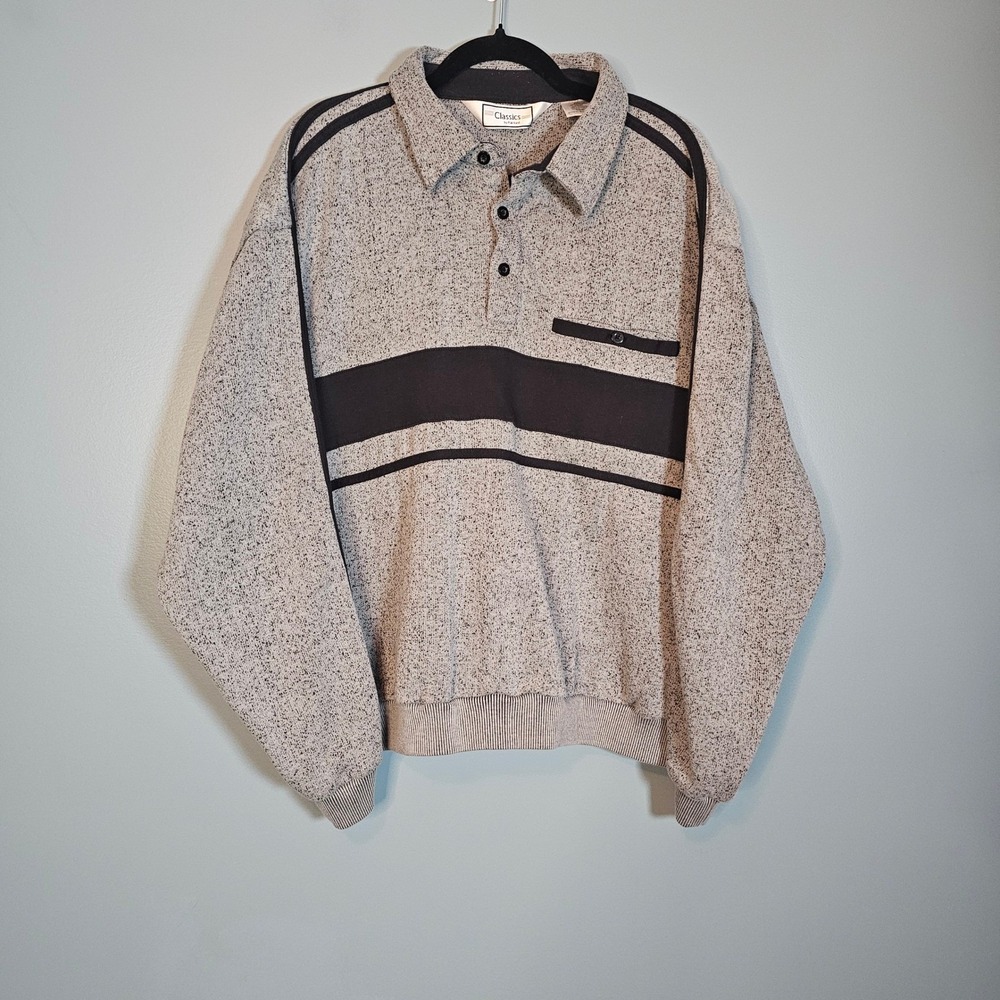 Classics by PalmLand Men's Heathered Gray Long Sleeve Polo Shirt 2XL
